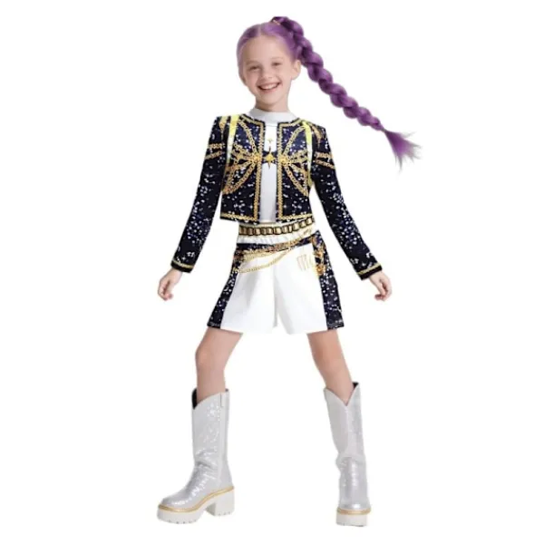 Het rea Hett erbjudande till lågt pris! 2025 Demon Hunter K-Pop-kostym | Halloweenkostym för flickor: Zoe tvådelat cosplayset - Glad 130cm> Dräkter