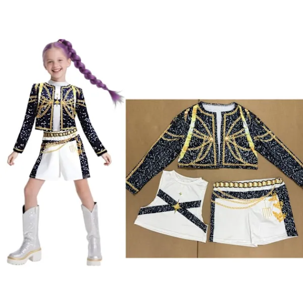 Het rea Hett erbjudande till lågt pris! 2025 Demon Hunter K-Pop-kostym | Halloweenkostym för flickor: Zoe tvådelat cosplayset - Glad 130cm> Dräkter