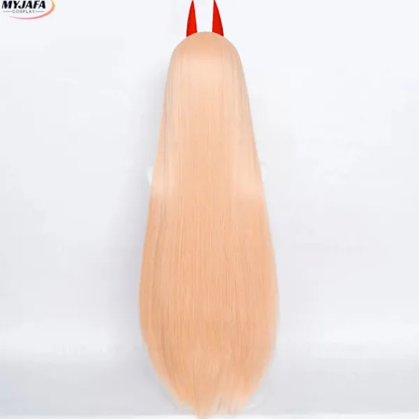 Högkvalitativ Anime Makima Power Cosplay Peruk Lång Orange Rosa Värmebeständig Syntetiskt Hår Party Rollspel Peruker + Perukmössa + Horn (HK) One Size | Fyndiq> Peruker