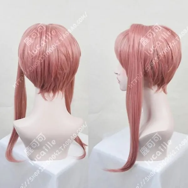 unbranded Högkvalitativ Doki Doki Literature Club! Monika Cosplay Peruk DDLC Avtagbar Hästsvans Lång Värmebeständig Hår Peruker + Perukmössa + Rosett> Peruker