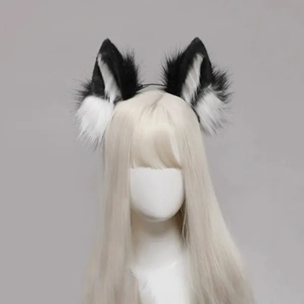 hhu Hårband med fluffiga vargöron Cosplay-rekvisita Huvuddekoration Unisex Halloweenfest Maskerad Hårband color> Huvudbonader