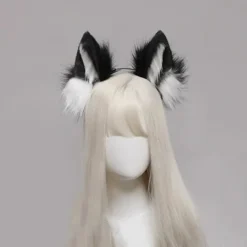 hhu Hårband med fluffiga vargöron Cosplay-rekvisita Huvuddekoration Unisex Halloweenfest Maskerad Hårband color><noscript><img width=