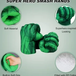Hulk handskar, 1 par mjuka boxhandskar Hulk kostym plysch hand Fis[mo]><noscript><img width=
