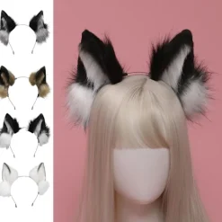 FMYSJ Huvudband med fluffiga vargöron Cosplay-rekvisita Huvuddekoration Unisex Halloweenfest Maskeradhuvudband (FMY)> Huvudbonader