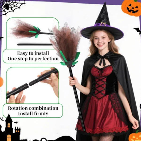 unbranded Häxkvastar Mesh Dekoration för Halloweenfester och Handgjorda Projekt> Tillbehör