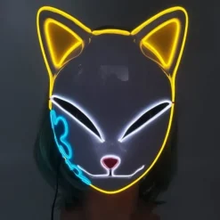 no brand IC Demon Slayer LED-mask Cosplay Lysande Mask Anime Demon Slayer Cosplay Maskerad Halloween Klä upp> Masker