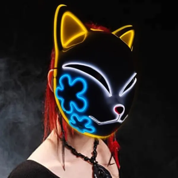 no brand IC Demon Slayer LED-mask Cosplay Lysande Mask Anime Demon Slayer Cosplay Maskerad Halloween Klä upp> Masker
