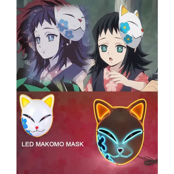 no brand IC Demon Slayer LED-mask Cosplay Lysande Mask Anime Demon Slayer Cosplay Maskerad Halloween Klä upp> Masker