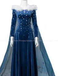 Isdrottning Elsa Cosplay-kostym, blå Fantasia-klänning, Halloween-fest, damklänning, bal, scenkläder M M Kids> Dräkter