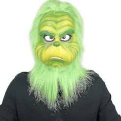 EURL Jul Grön Tomte Latex Mask Universal Storlek Halloween Cosplay Kostym_Kvalitetsgåvor><noscript><img width=