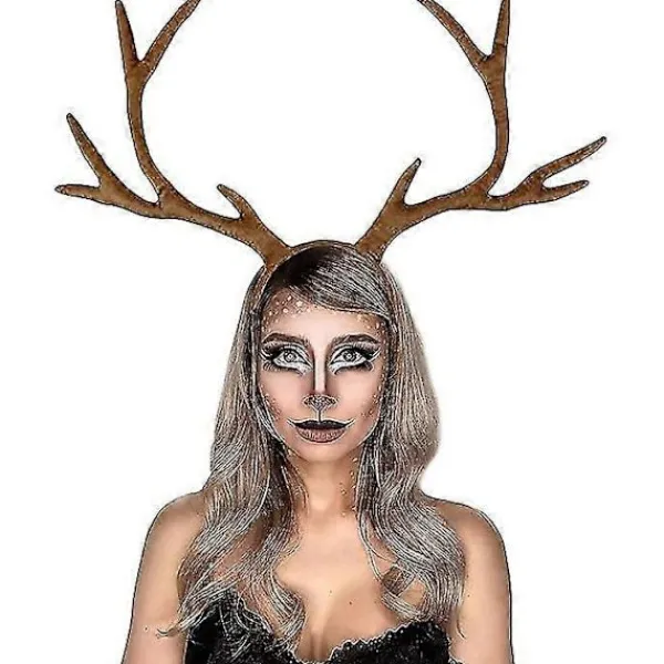 D Jul Renhorn Pannban Justerbart Renhorn Älg Cosplay> Huvudbonader
