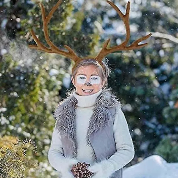 D Jul Renhorn Pannban Justerbart Renhorn Älg Cosplay> Huvudbonader