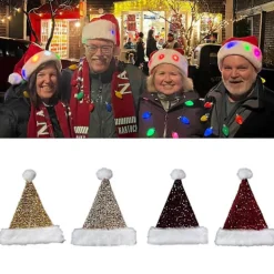 Jul Tomtehatt Fantastiska Paljetter och Vit Pälsbräme för Julfester Utklädnad Cosplay Paljettprydd djupt lila><noscript><img width=