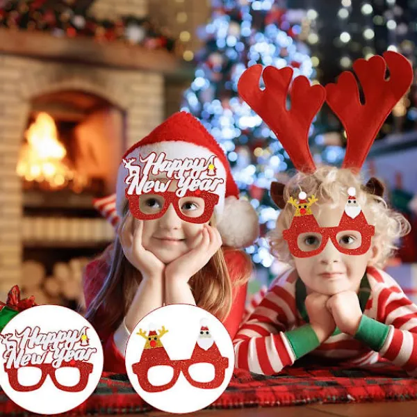 KOOLYOU Julglasögon,12 st Julfest Glasögon Kreativ Rolig Dräkt Glasögon Nyhet Julfest Glasögon För Barn Vuxna Gott Nytt Ye> Tillbehör