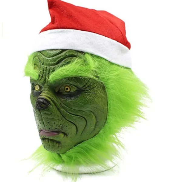 Julgrön Hårmonstermask Fest Grinch Handske Grinch Mask Grön Hårmonster hat> Masker