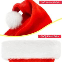 ATELA Julhatt, Tomtehatt, Julhelgshatt Kompatibel Med Vuxna, Unisex Sammet Kompatibel> Huvudbonader