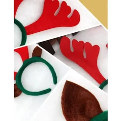 Julhuvudband för vuxna och barn, röda stora renhorn, hårklämma, 3-pack><noscript><img width=