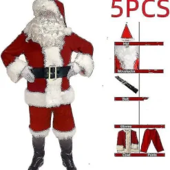 Jultomtedräkt för Män Vuxen Jultomtedräkt Santadräkt 5 delar -FA- XL> Dräkter