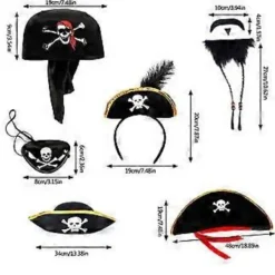 Kaptenshatt för rollspelsfest Maskeradkostym Pirathatt Scenföreställningar Tricornhatt Vuxen Cosplay Tillbehör (Pirat Ögonlapp)><noscript><img width=