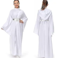 AIZHENCHEN Karneval 2024 Barn Vuxen Space Force Prinsessa Kostym Maskerad Party Kläder Vit Kappa Rollspel Leia Cosplay Kostym Barn L><noscript><img width=