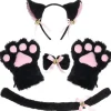 Katt Cosplay Kostym Set - Kattunge Svans, Öron, Halsband, Tassar, Handskar - Halloween Tillbehör (5 delar)-X42-> Tillbehör