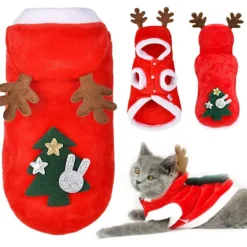 ATELA Katt Hund Juldräkt polyester Älg Jul Husdjursdräkt Söt Hund Julkläder Husdjur Julkläder (XS)> Dräkter