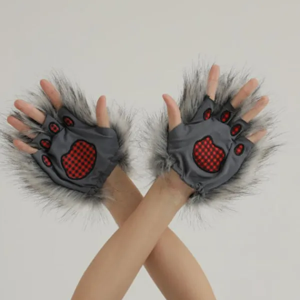 unbranded Katt Tassar Handskar Cosplay Djur Tassar Fingerlösa Vantar Therians Tassar Fursuit> Tillbehör