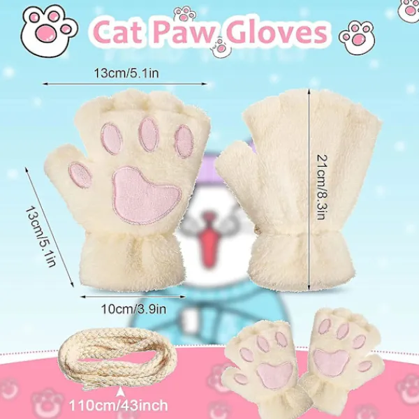 Kattfotshandskar 3 Par Kawaii Handskar Katt Tassar Cosplay Fuskpäls Plysch Katthandskar Lejon Tassar Fingerlösa Handskar För Flickor Kvinnor Svart, Vit, Grå - | Fyndiq> Tillbehör