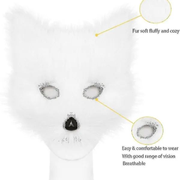 FMYSJ Konstgjord Pälsräv Svans Katt Varulv Cosplay Kostym Set Plysch Mask Fluffiga Tassar Handskar Halloween Jul (FMY)> Tillbehör