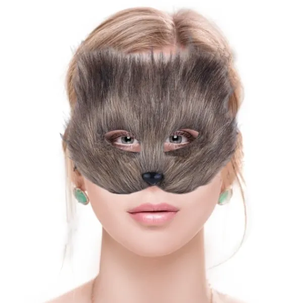 Konstgjord Pälsräv Svans Katt Mask Therian Mask och Svans Halloween Cosplay Fest - Svart> Tillbehör
