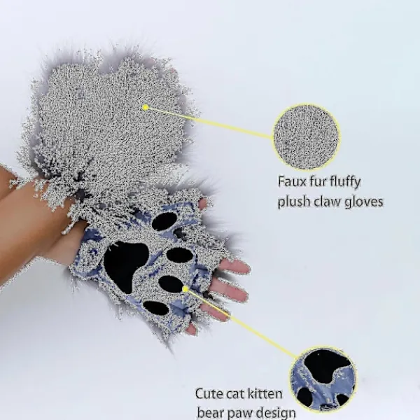 Konstgjord Pälsväv Svans Katt Varulv Cosplay Kostym Set Plysch Mask Fluffiga Tassar Handskar Halloween Jul Svart Svart One Size> Tillbehör