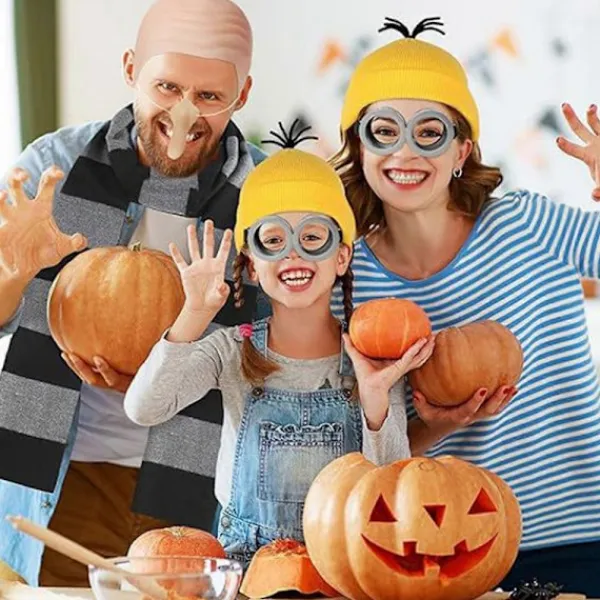 Vett Kostymtillbehör Flintskallig Hatt Set Svart Grå Randig Halsduk Falsk Näsa Flintskalliga Mössor Halloween Kostymtillbehör Kompatibla med Man Svart> Tillbehör