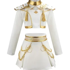 K-POP Demon Hunter Girl Group Rumi Stil Scenkostym Cosplay Outfit, Vit Set med Guldkanter, Barnpresent 140cm> Dräkter