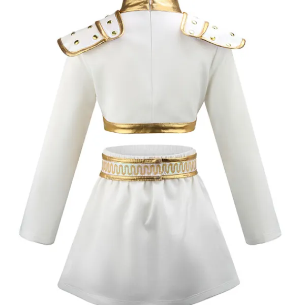 K-POP Demon Hunter Girl Group Rumi Stil Scenkostym Cosplay Outfit, Vit Set med Guldkanter, Barnpresent 140cm> Dräkter