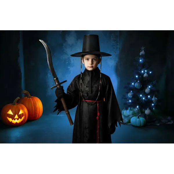 Kpop demonjägare Cosplay kostym för pojkar, Kpop Hunters skurk Saja Jinu outfit med kappa, demon, Saja, halloween 30cm> Dräkter