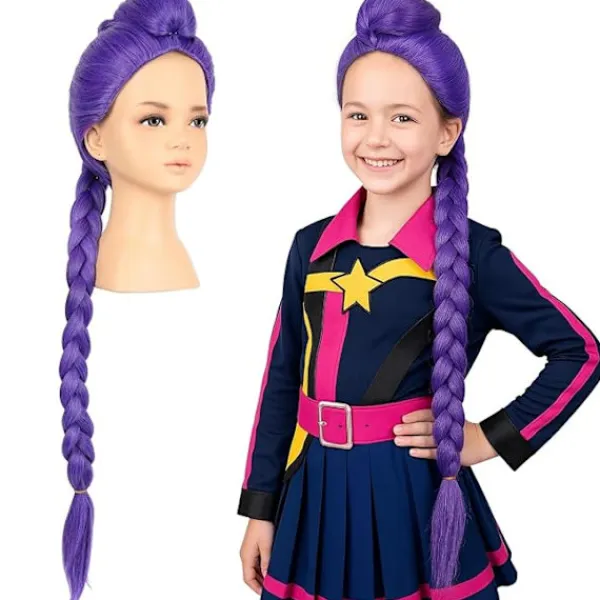 Gåva K-Pop Devil Hunter-dräkt, stenperuk, Mira Zoe realistisk anime-rollspel, Purple Stone> Peruker