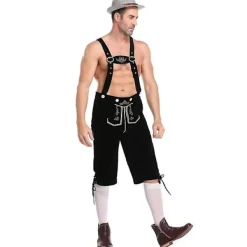 Äkta tyska läderlederhosen för män, Oktoberfest-kostym[JUN] M><noscript><img width=