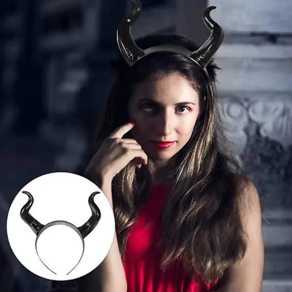 unbranded Kvinnor Svart Drottning Häxa Demon Horn Huvudbonad Cosplay Fest Kostym Hårband> Huvudbonader