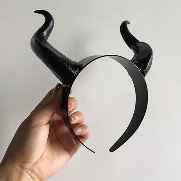 unbranded Kvinnor Svart Drottning Häxa Demon Horn Huvudbonad Cosplay Fest Kostym Hårband> Huvudbonader