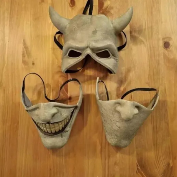 KZQ -Graber Cosplay Mask, Svart Telefonmask, Skräckfilm, Halloween, Läskig Mask, Herrkostymmask (Ljusgrå)> Masker
