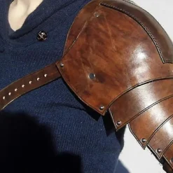 Läder Pauldrons Spaulders Medeltida Axelsskydd Vikingakostym Riddare Krigare Cosplay Larp Tillbehör Halloween Rekvisita Kompatibel med Män Mörkbrun right | Fyndiq><noscript><img width=