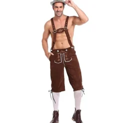 Läderbyxor för män - Äkta tyska läderbyxor för män, Oktoberfest-outfit - Brun-WELLNGS brun L brown> Dräkter