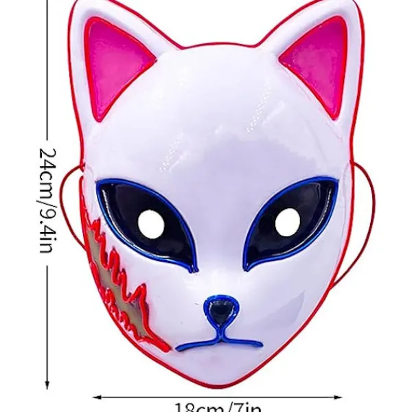 ATELA LED Demon Slayer Mask, Fox Mask Japansk Anime Killer Anime Cosplay Personlighet Mask Rollspel Maskerad Huvudbonad Julfest Kostymtillbehör> Masker