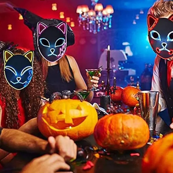 ATELA LED Demon Slayer Mask, Fox Mask Japansk Anime Killer Anime Cosplay Personlighet Mask Rollspel Maskerad Huvudbonad Julfest Kostymtillbehör> Masker