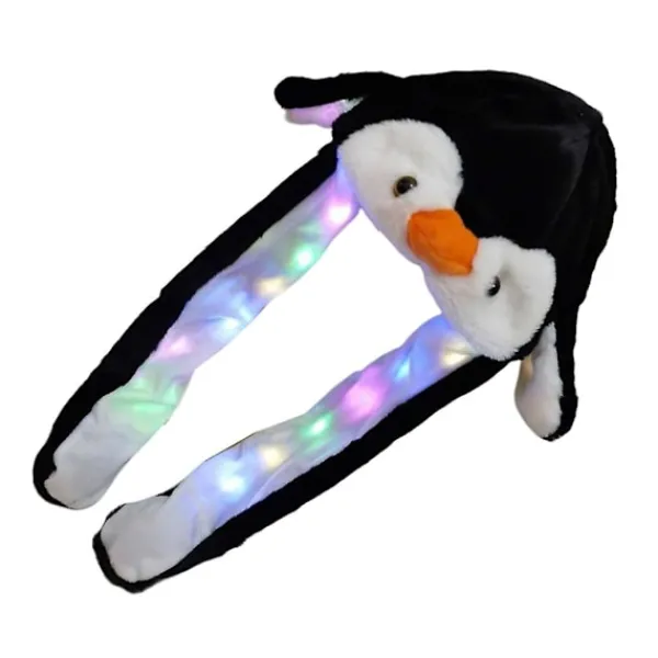 Led Floppy Ear Hat med rörliga öron Barn Öronlapp Pingvin Hat Lysande Hoppande Öron Hat Pingvin> Huvudbonader