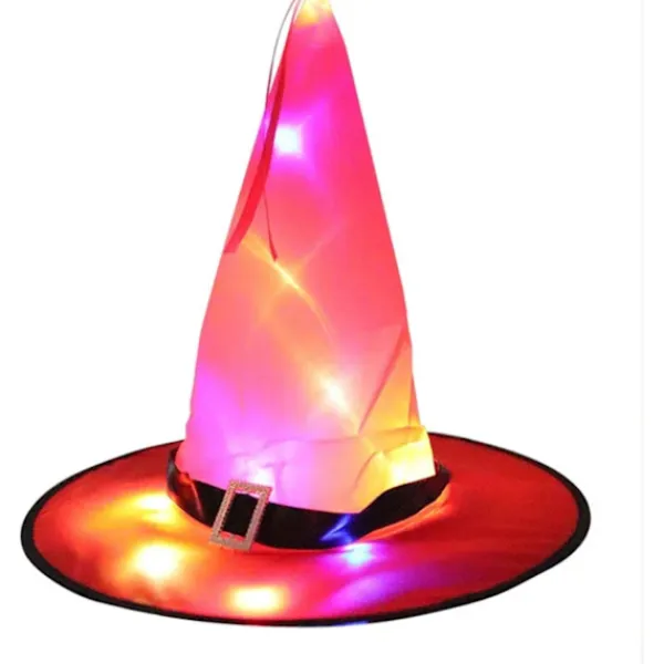 AcserGery LED Halloween Blinkande Ljus Häxhatt Stjärnklar Himmel Spöke Utklädnad Glödande Alv Spöke Hatt Lampa Hemdekoration> Huvudbonader