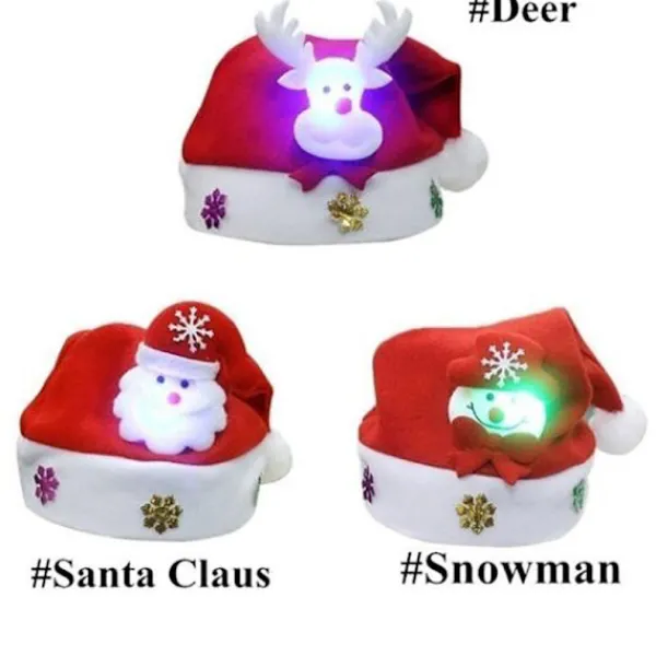 LED Julhattar Snögubbe Renar Jultomte Hattar för Vuxna Barn Familj Julklapp> Huvudbonader