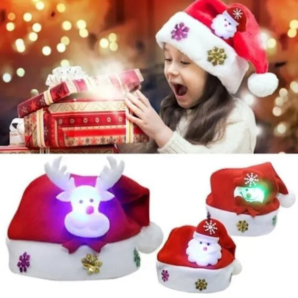 LED Julhattar Snögubbe Renar Jultomte Hattar för Vuxna Barn Familj Julklapp> Huvudbonader