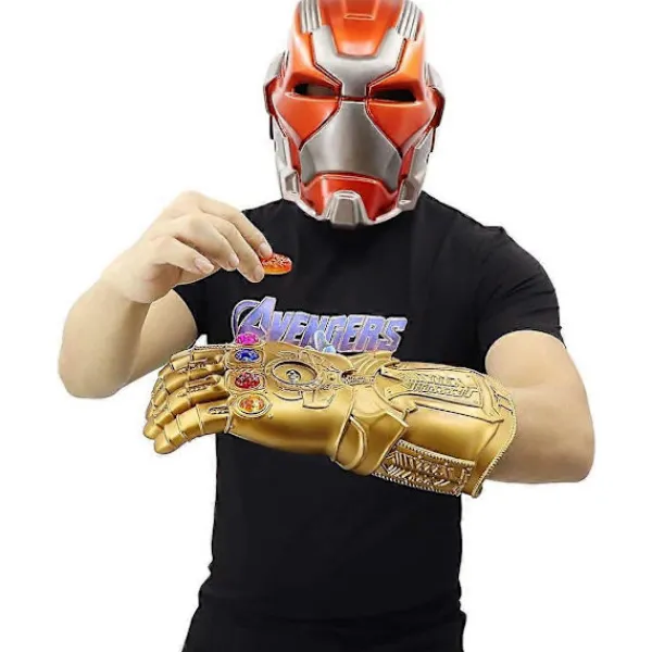 EURL LED Ljus Upp Infinity Gauntlet Thanos Handskar med Avtagbara Magnetiska Infinity-stenar> Tillbehör