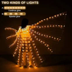 LED Lysande Stora Vingar Vuxen Varmt Ljus Gyllene Vinge Fjäril Kappa Bar Föreställning Fluorescerande Rekvisita, Halloween Dekoration Kläder> Tillbehör